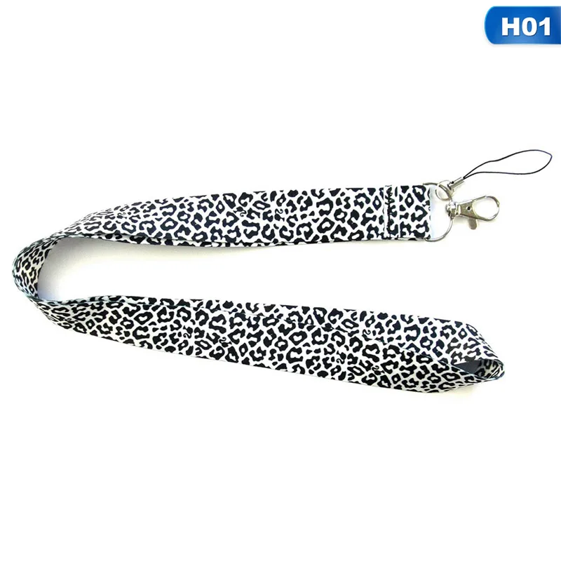Один PC Browm/розовый/черный/белый леопардовый ремешок для ключей Cheetah ID значки держатели животное телефон шеи ремни с брелоком - Цвет: 1