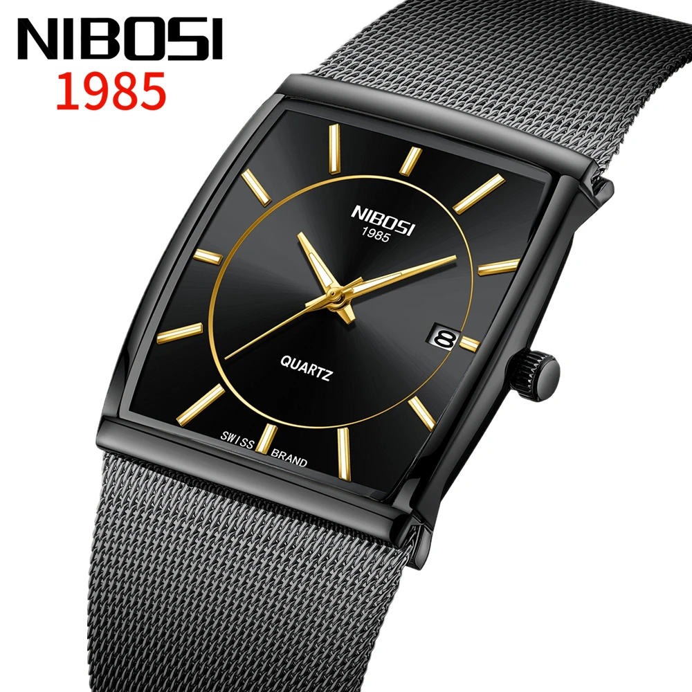 Часы наручные NIBOSI Мужские кварцевые брендовые Роскошные водонепроницаемые