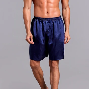 

Summer Men Fashion Homewear Robes Shorts Pure Color Silk Satin Pajama Sleepwear Loungewear Underwear