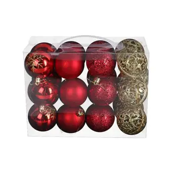 

24 pcs Christmas Tree Ball Painting Hollow Hanging Decor Xmas Balls for Home Shopping Mall Festival Party Garden