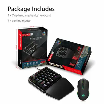 

Single hand Gaming keyboard Mini usb Wired 35keys Mouse Combos One Handedly for Mobile smartphone RGB LED Backlight keyboard