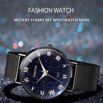 

Mens Watches Top Brand Luxury Steel Watch Men Waterproof Creative Starry Sky Timepiece Ultra Thin Men Business Wrist Watch Roman