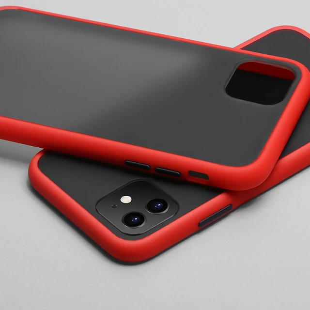 Mint Simple Matte Bumper Phone Case for iphone 11 Pro XR X XS Max 12 13 6 8 7 Plus Shockproof Soft TPU Silicone Clear Case Cover Red