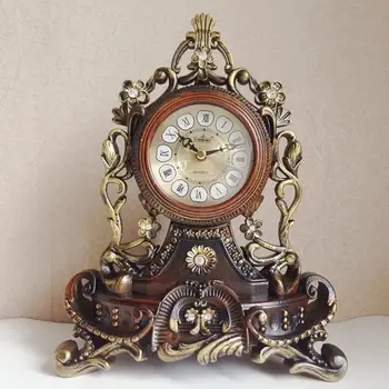 

Hot Luxury European Table Clock Home Decoration Resin Desk Clock Bedroom Office Desktop Clock Desk Royalty Home Watch Table