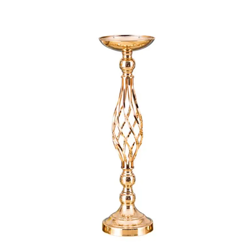 M SIZE Gold Flower Vases Candle Holder Rack Stand Wedding Decoration Road Lead Table Centerpiece Pillar Party Event Candlestick - Цвет: M SIZE