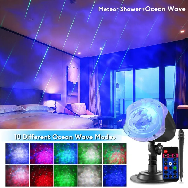 

Ocean Wave Christmas Projector Lights with Remote, Outdoor Indoor Landscape Lights for Halloween Party Wedding Garden Wall Decor