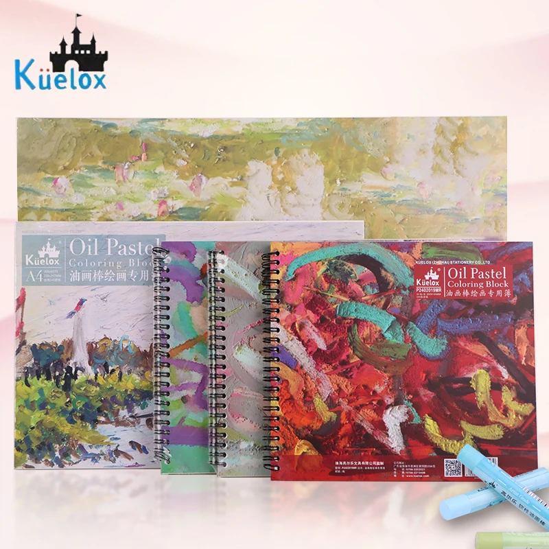 Kuelox Oil Pastel Special Book/Paper Painting 20sheet 240g/m2 Base Paper Doodle/Graffiti Book Drawing Chalk Crayon Book Supplies afbeelding