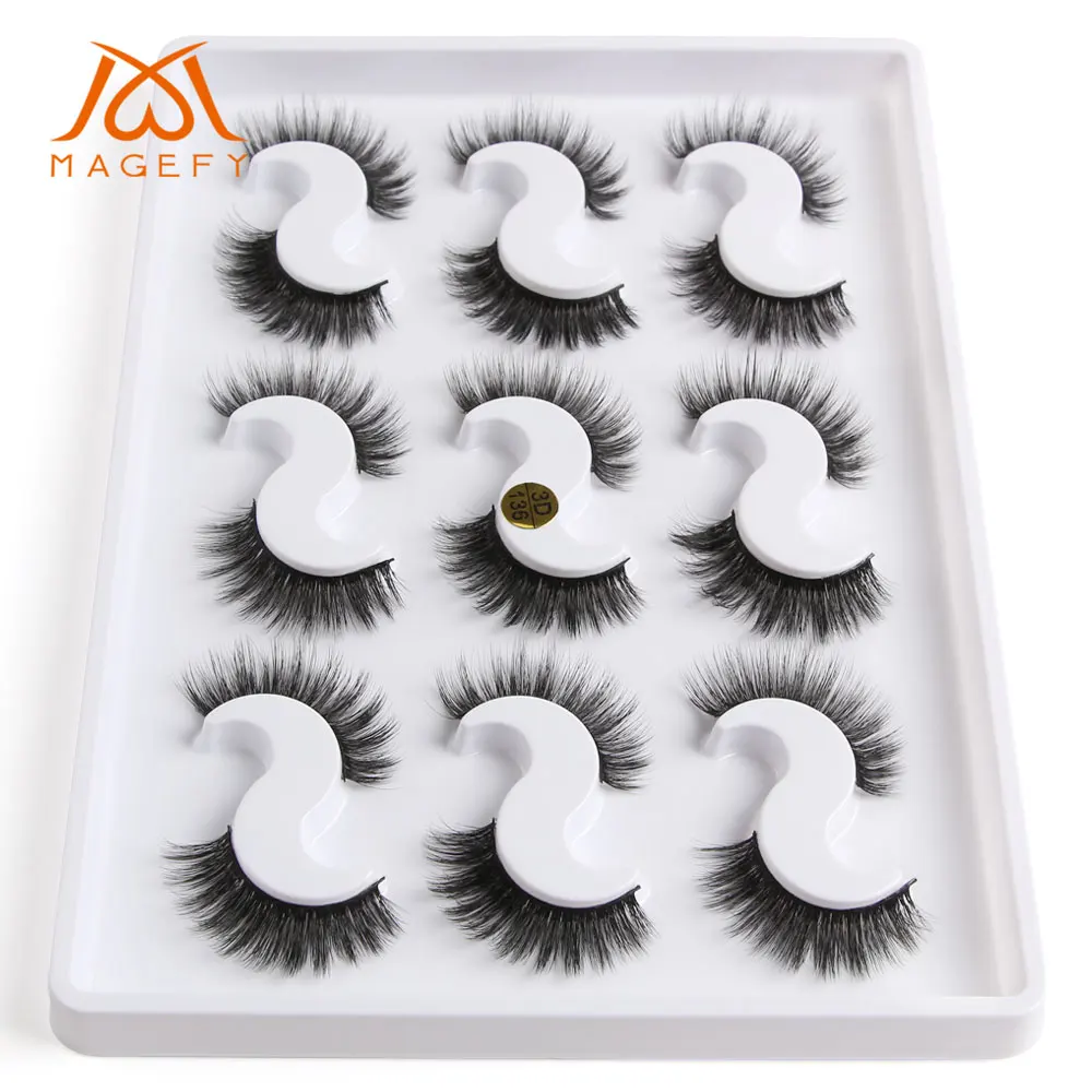 MGY7091-3D136 3/4/9 пар 3D искусственной норки ресницы Мягкие Накладные ресницы тонкими природных& густые накладные ресницы, ручная раобота, ресницы для наращивания, инструмент для макияжа - Цвет: MGY7091-3D136