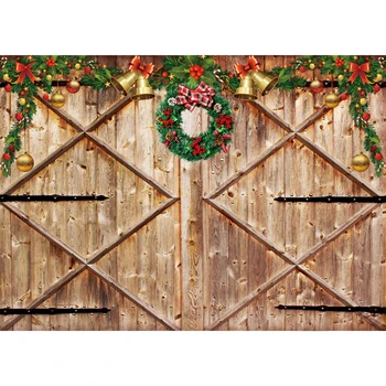 

Rustic Christmas Barn Door Photography Backdrop Merry Xmas Wood wall Party Background Baby Portrait Banner Photo Studio Prop