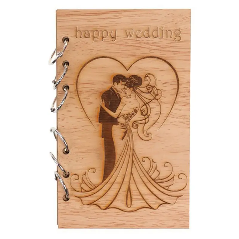 

2019 35 Sheets Wooden Notebook Couple Heart Notebook Lasercut Wedding Decorations Evening Crafts Decor 5125