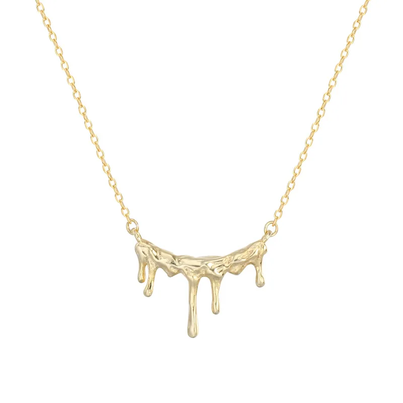 Уникальное неправильное восковое ожерелье в форме капли, 925 пробы, Серебряное ювелирное изделие, Золотая грубая блочная подвеска, ожерелье, Золотая цепочка, Женское Ожерелье