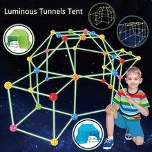 Construction lumineuse et créative, château, Tunnel, tente, assemblage 3D, maison de jeu, cadeau, jouet interactif Parent enfant 
