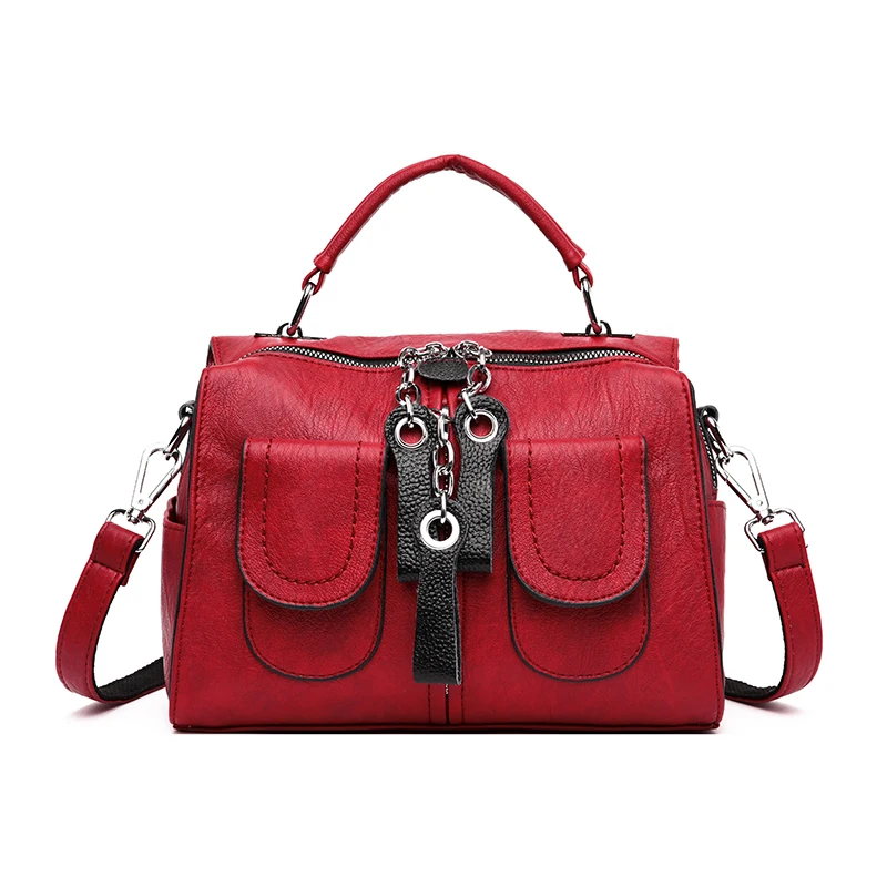 Glorria, Женский винтажный роскошный рюкзак, женские кожаные сумки для женщин,, рюкзак, многофункциональный, Mochila Mujer - Цвет: Red