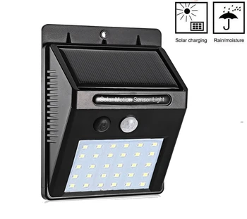 

1-4pcs 30 LED Outdoor Solar Wall Lamp PIR Motion Sensor Waterproof Light Garden Light Path Emergency Security Light 3 Sided Lumi