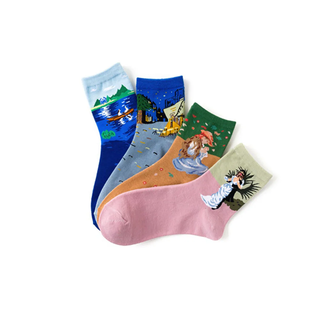 SAGACE, женские модные повседневные хлопковые носки средней длины с рисунком, цветные хлопковые носки,, 3 сентября