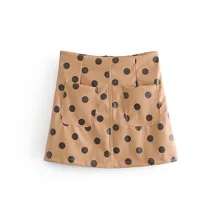 Новинка, корейский стиль, летняя женская юбка из искусственной кожи, повседневная, в горошек, свободные, милые, высокое качество, мини юбки для женщин