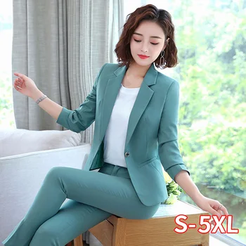 

Office Work Pant Suits Women Suit Business Lady Uniform Female 2 Piece Set Blazer Pants Jacket Autumn Winter Large Size 4XL