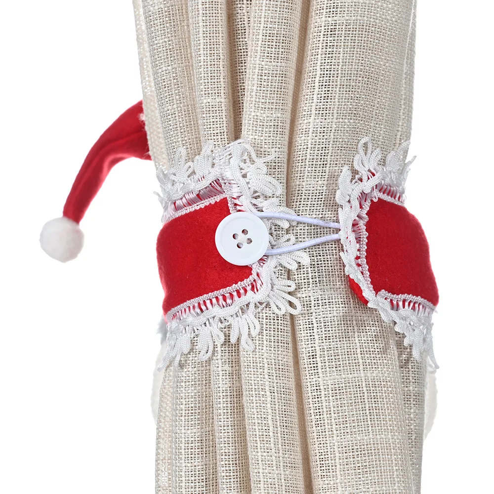 Christmas home interior decoration flannel Santa Claus snowman elk curtain button 2020 New Year festival party supplies