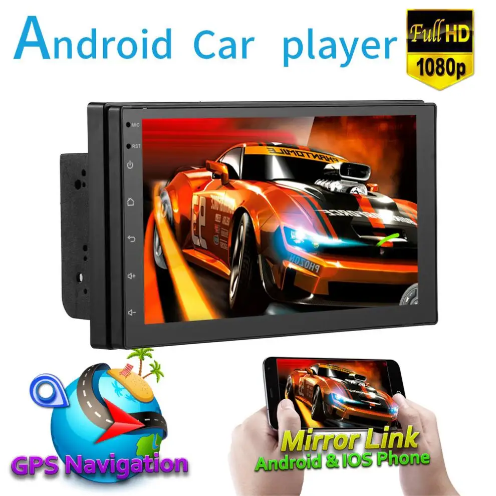 7 дюймов 2Din 1024x600 сенсорный экран Bluetooth четырехъядерный Android автомобильный Радио