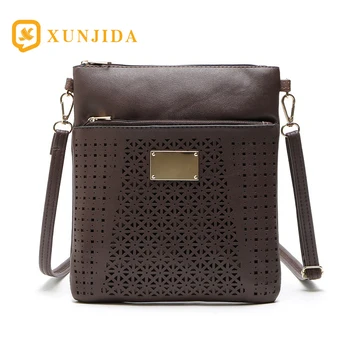 

XUNJIDA Women Handbags Hollow Out Casual Designer Bag Leather Front Pocket Zipper Messenger Bag Shoulder Small Square Package