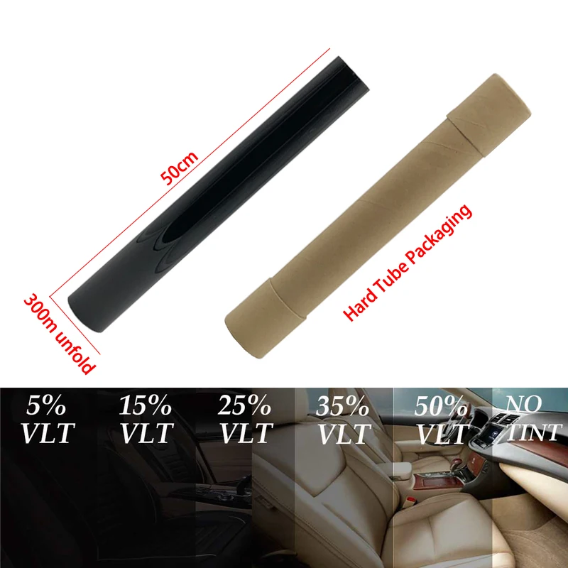 300x50cm Black Vlt Car Window Foils Tint Tinting Film Roll Auto Home Construction Glass Summer