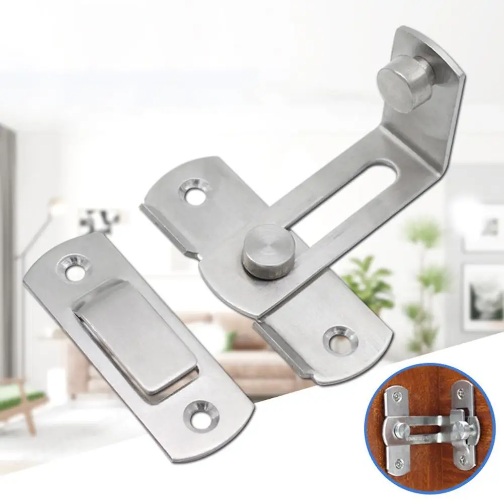 Stainless Steel 90 Degree Door Buckle Door Hasp Latches Sliding Chain Lock Anti-theft Window Lock Hardware door latch sliding door latch door lock latch