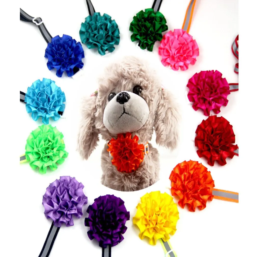 Reflective Belt With Small Flower Pet Bow Tie Dress Up Accessories Cat Dog Jewelry Collar Comfortable Skin Touch