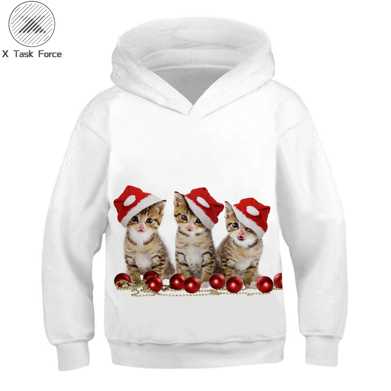 

Fall 2019 casual boys sports hoodie fashion long sleeve white three cat hoodie sweatshirt