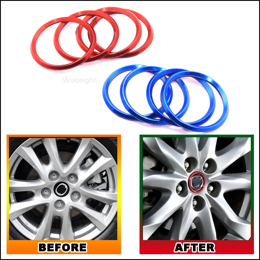 

Wooeight 4Pcs Aluminum Wheel Hub Center Ring Trim Stickers Garnish Strips Fit for MAZDA3 Hatchback Sedan 6 CX-3 CX-5 2017 2018