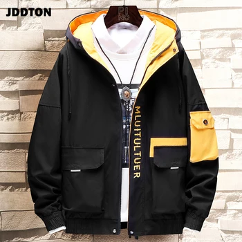

JDDTON New Men's Hooded Bomber Jackets Spring Autumn Printing Outwear Casual Loose Coats Hip Hop Fashion Male Windbreaker JE379
