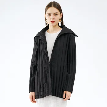 

2020 winter women's new Korean style slim cotton jacket Miyak fold Fashion plus size thick warm mid-length cotton coat tied