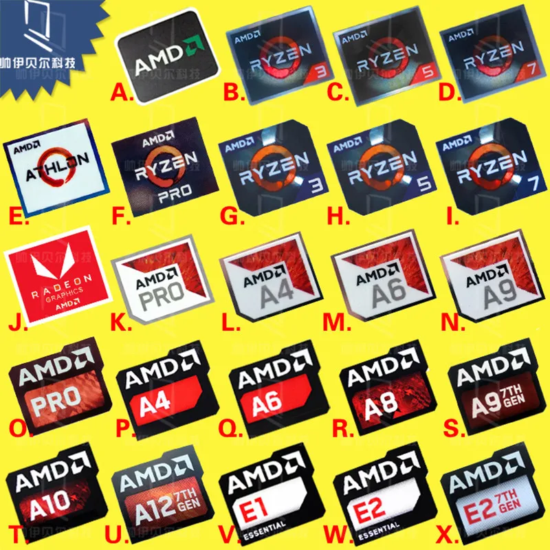 Etiqueta adhesiva de la serie procesador AMD ATHLON Ryzen R 3 5 7 Logo ...