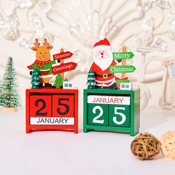 

1Pcs Creative Wooden Christmas Decorations Calendar Cute Stereoscopic Building Blocks Calendar For Christmas Countdown Calendar