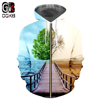 

OGKB New Harajuku Cool Marine Desert Tree Printed 3d Hoodies Sweatshirt Men's Hiphop Zipper Jacket Hooded Jumpers Cardigan