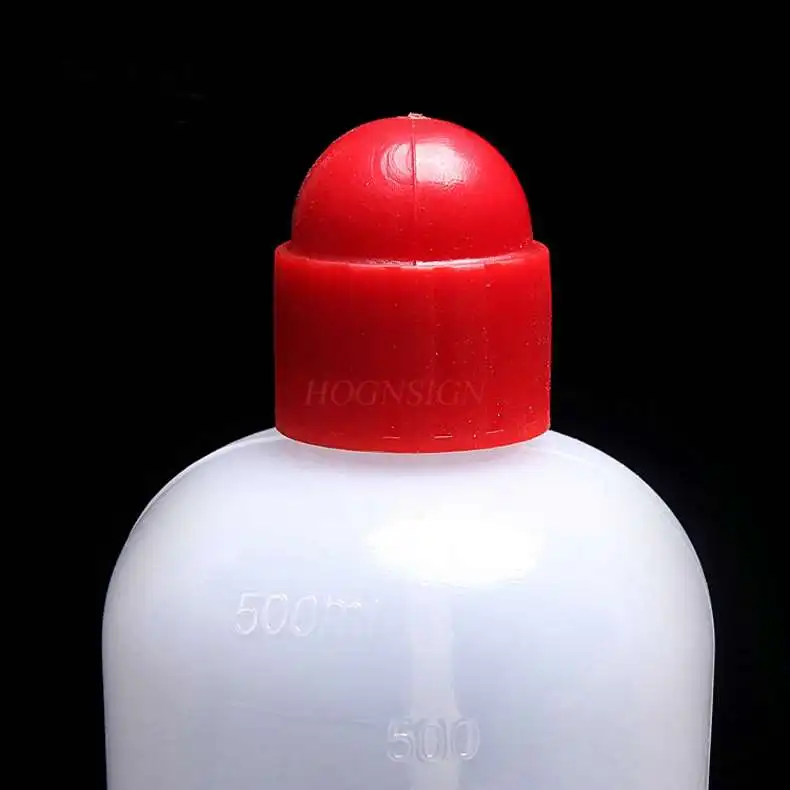 500ml 빨간 머리 플라스틱 짜기 병 부는 병 팔꿈치 팔꿈치 병 세척 린스 병 화학 실험 소모품