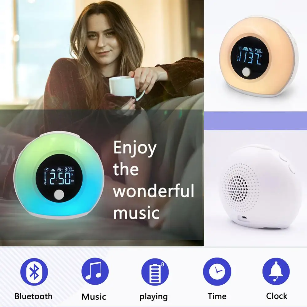 Bluetooth колонки ночной Светильник Wake Up светильник будильник с регулируемой