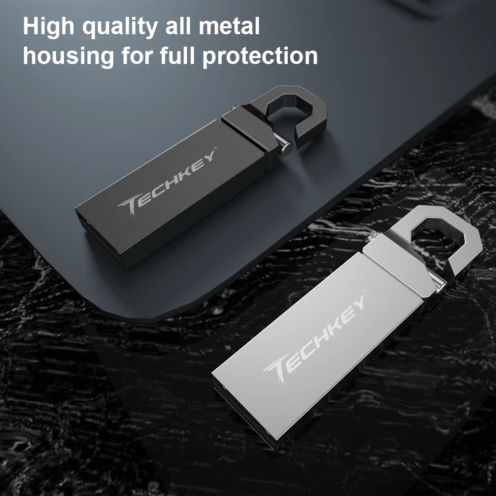 Новейший Techkey usb флеш накопитель 16 ГБ 32 64 Гб Серебристый Металл водонепроницаемый