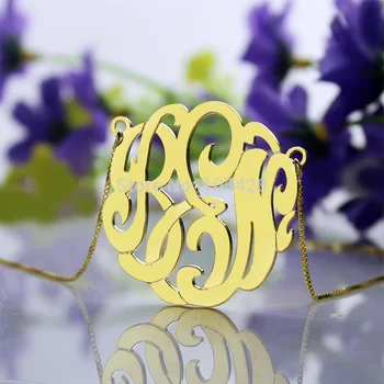 

AILIN Personalized Monogram Necklace Gold Color Custom Monogrammed Name Necklace 3 Initials Jewelry