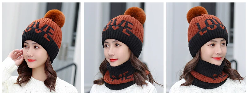 Женские шапки s шарф теплый флис внутри шапочки для девочек зимняя шапка для женщин синель помпон шапка женская вязаная шапка s Лыжная шапка набор