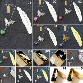

1PC Retro Vintage Bookmark Design Of Feather/Butterfly Creative Metal Bookmarks Promotional Gift Stationery Film Book Mark