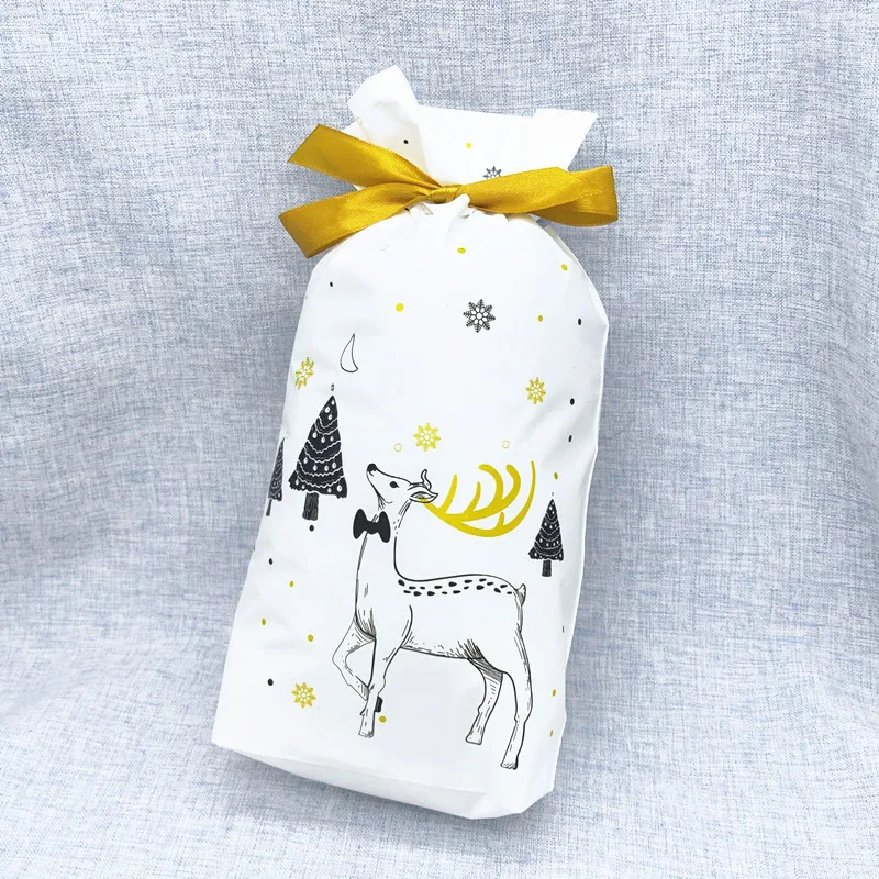 elk white 12 шт. веселые рождественские подарочные сумки Санта Клаус Рождественская елка упаковочные сумки с новым годом рождественские конфеты сумки Navidad Noel - Цвет: elk white