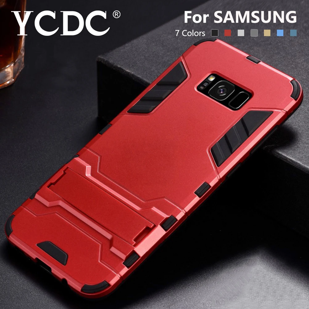 Прочный бронированный чехол подставка для Samsung Galaxy A6 A7 A8 A9 J3 J4 J6 J7 J8 Note 8 9