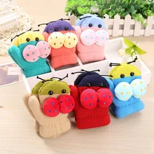 Одежда для малышей Милая Толстая строчка Лидер продаж для мальчиков и девочек зимние теплые ремни перчатки рукавицы детские зимние