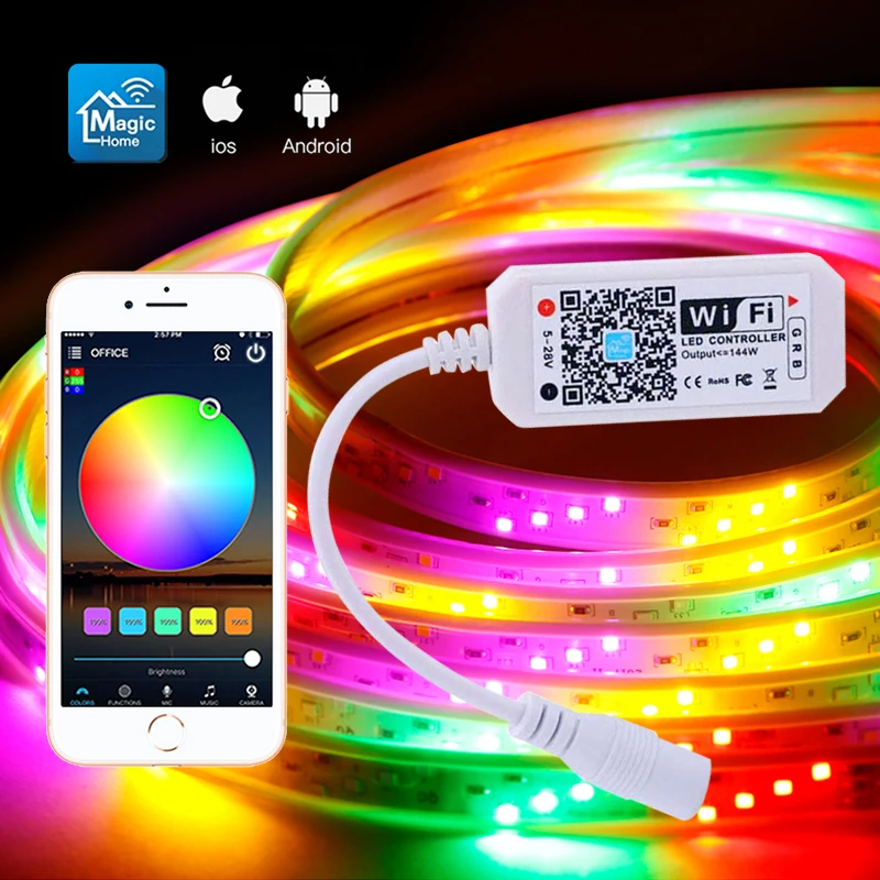 Mudança de Cor Remoto sem Fio Inteligente Strip Controlador Suporte Controle Pode Ser Escurecido Música Voz Comando Luz Acessórios Rgb Led 4 controlador suporte controle remoto sem fio pode
