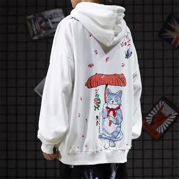 

NAGRI 2020 NEW Harajuku Men Hip Hop funny cartoon cat print Hoodie Streetwear Casual hoodie men Pullover Sweatshirt S M L XL