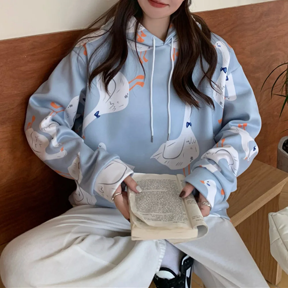 

Winter Clothes Women Hoodie Cartoon Printed Oversized Hoodies Harajuku Pullovers Casual Fashion Kawaii Fleece Hooded Sweatshirts