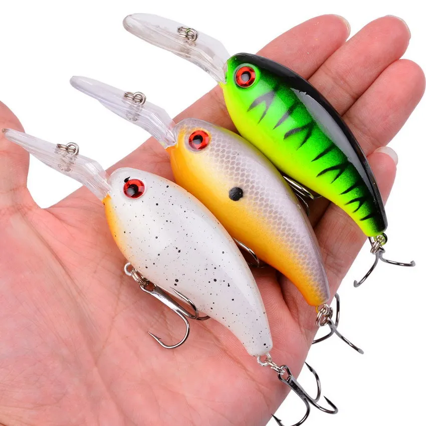 1pcs Fishing Lures Crank Bait Crankbait Minnow Bass Treble Hooks Swim Hard Lure Baits Wobbler Long Big Tongue | Спорт и развлечения