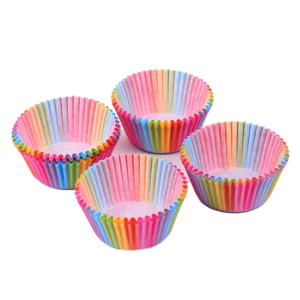 

Rainbow color 100 pcs cupcake liner baking cup cupcake paper muffin cases Cake box Cup tray cake mold decorating tools