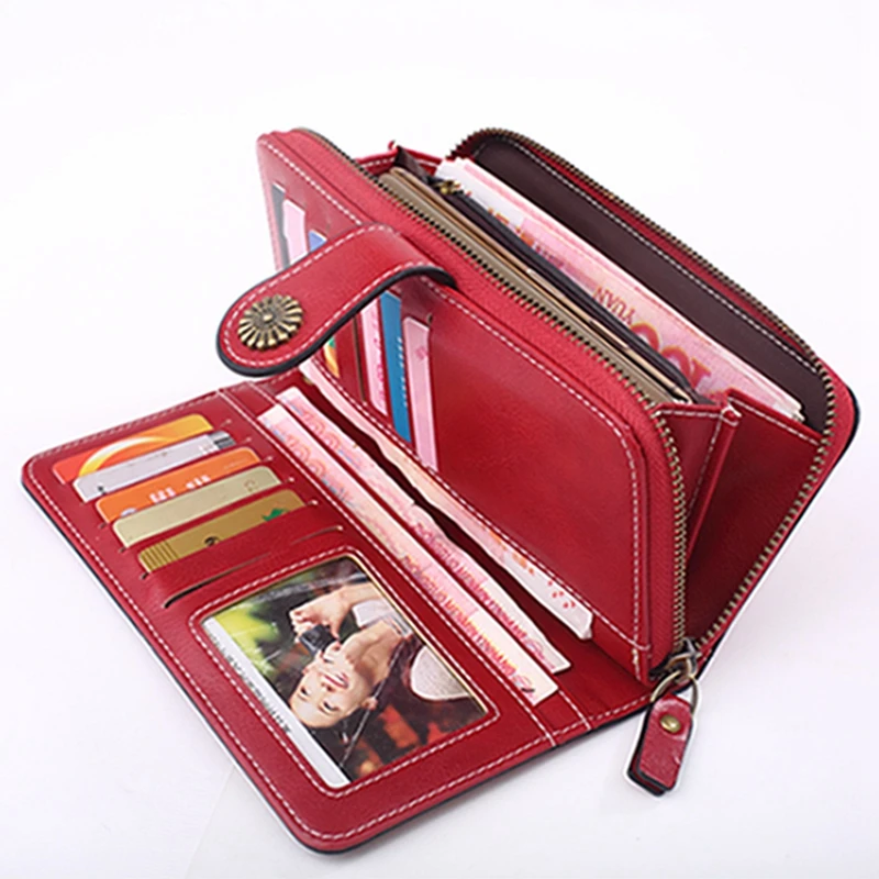 

Wallet Women Female Clutch Purse Leather Long Wallet Phone Bag Coin Purse Card Holder Money Zipper Strap Multifunction Handbag