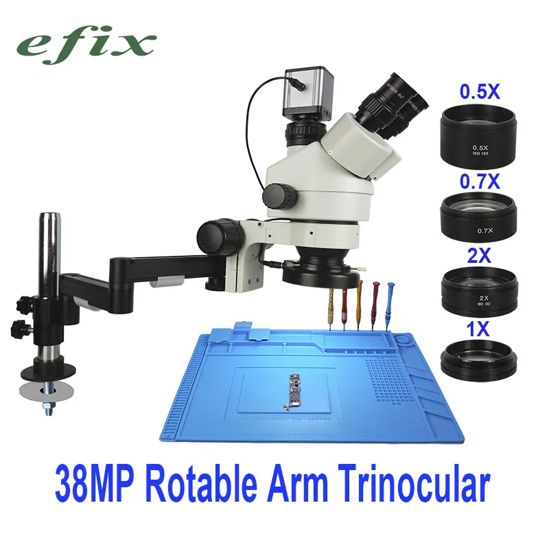 38MP HD 3,5-90X Универсальный вращающийся штатив Тринокулярный Стерео паяльный микроскоп HDMI USB TF камера светодиодный светильник ремонт телефона